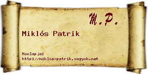 Miklós Patrik névjegykártya